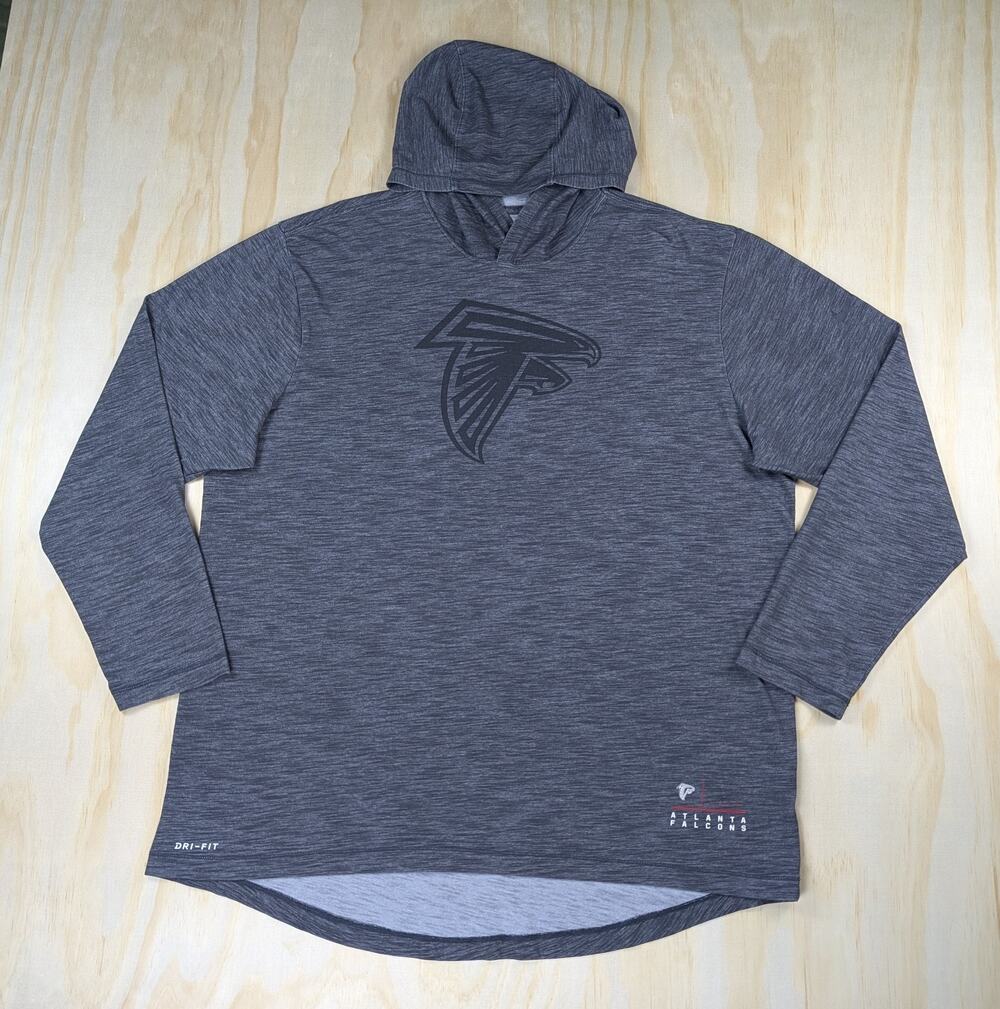 Nike Men's XL Atlanta Falcons Dri-Fit Hooded Long Sleeve Shirt Heather Gray NFL